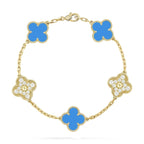 CLOVER 5 MOTIF BLUE AGATE BRACELET COLLECTION