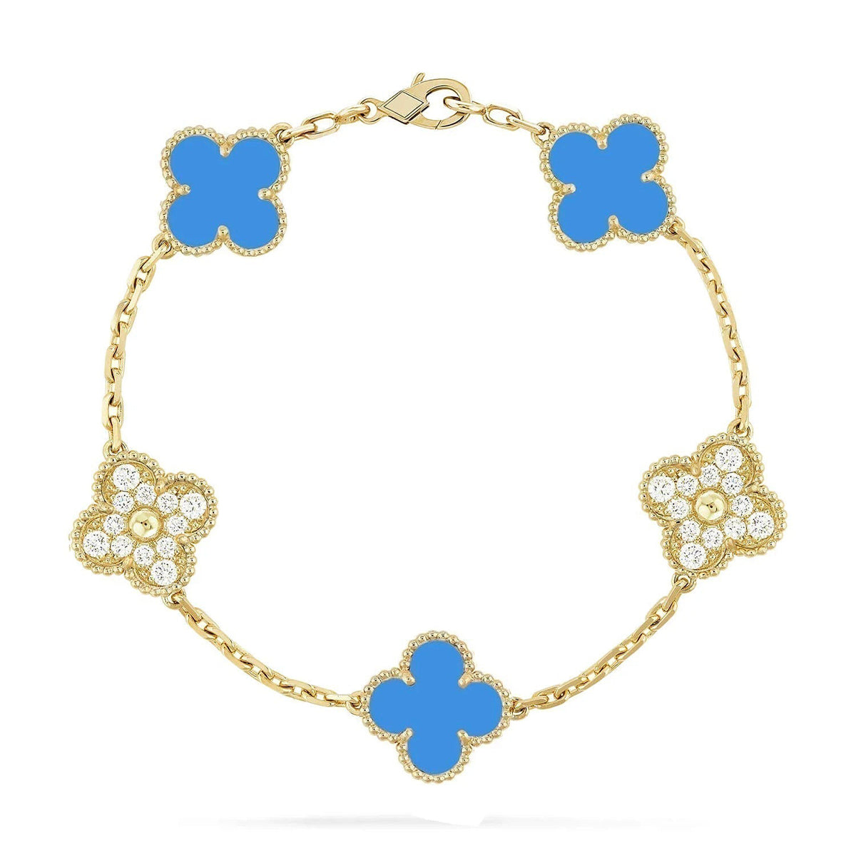 CLOVER 5 MOTIF BLUE AGATE BRACELET COLLECTION