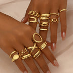 16pc Adjustable Geometric Ring Set