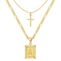 14k Initial Necklace + FREE Cross Necklace