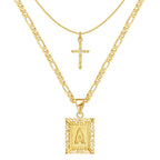 14k Initial Necklace + FREE Cross Necklace