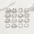 16pc Adjustable Geometric Ring Set