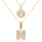2pc 14k Diamond Letter Initial Necklaces