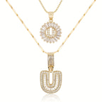 2pc 14k Diamond Letter Initial Necklaces