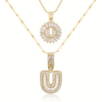 2pc 14k Diamond Letter Initial Necklaces