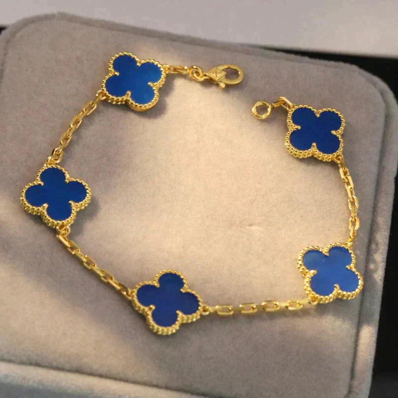 CLOVER 5 MOTIF BLUE AGATE BRACELET COLLECTION