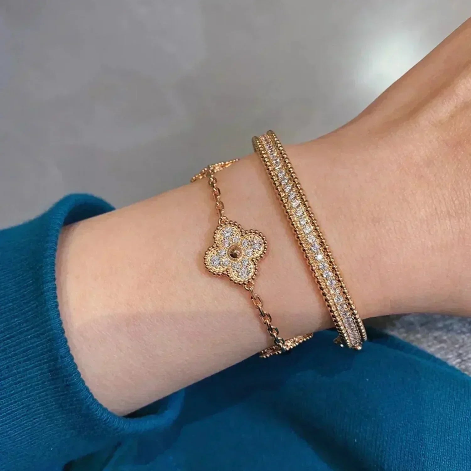 CLOVER 5 MOTIF FULL DIAMOND BRACELET COLLECTION