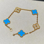 CLOVER 5 MOTIF BLUE AGATE BRACELET COLLECTION