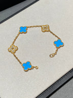 CLOVER 5 MOTIF BLUE AGATE BRACELET COLLECTION