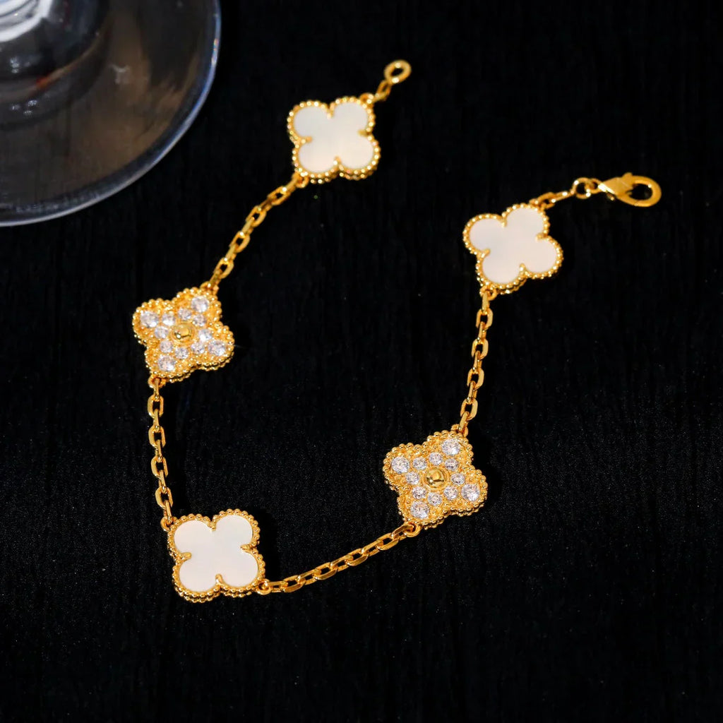 CLOVER WHITE PEARL MOP 5 MOTIF BRACELET COLLECTION