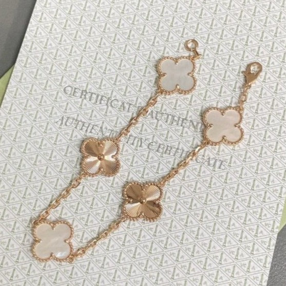 CLOVER WHITE PEARL MOP 5 MOTIF BRACELET COLLECTION