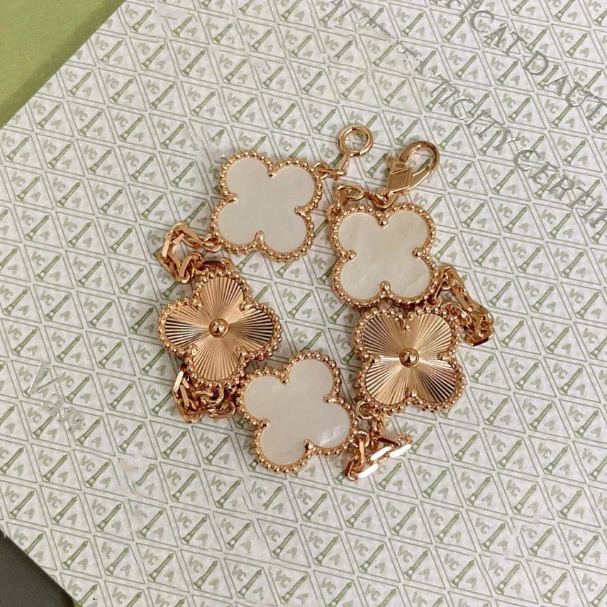CLOVER WHITE PEARL MOP 5 MOTIF BRACELET COLLECTION
