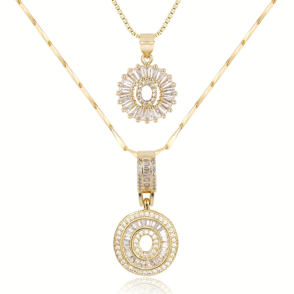 2pc 14k Diamond Letter Initial Necklaces