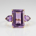 AMETHYST TOURMALINE CRYSTAL GOLD RING