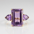 AMETHYST TOURMALINE CRYSTAL GOLD RING