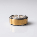 HANDMADE RUSTIC TWO TONE RING - (ADJUSTABLE)