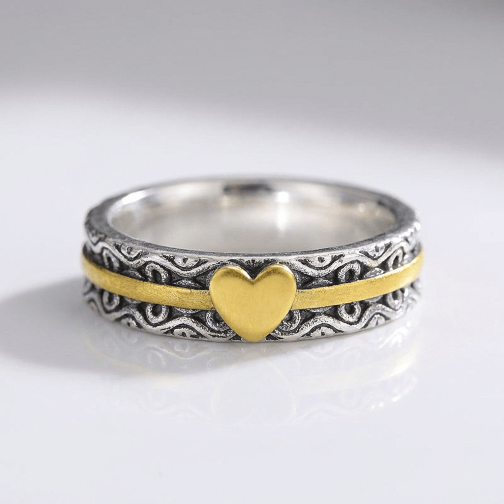 HANDMADE GOLD HEART BAND RING