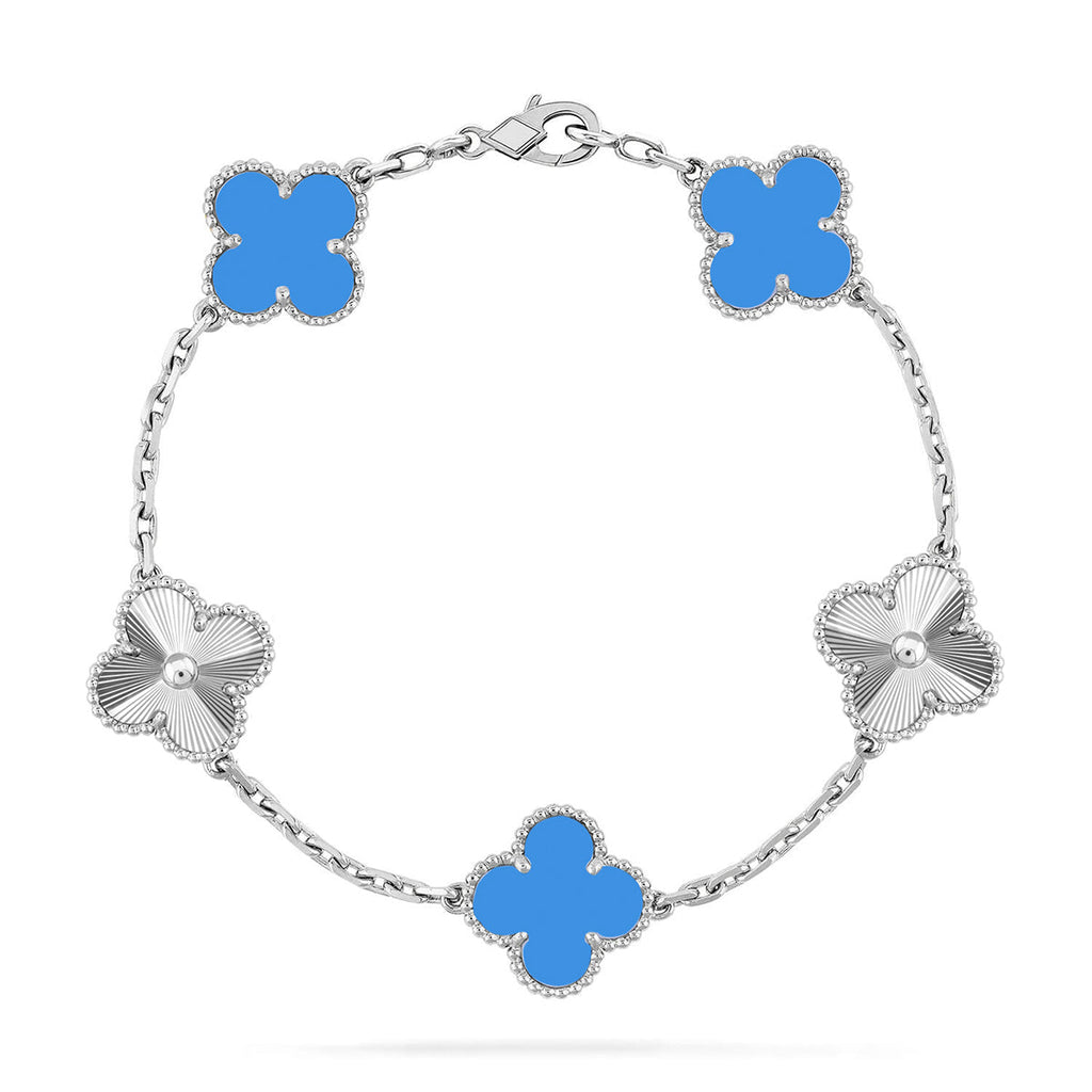 CLOVER 5 MOTIF BLUE AGATE BRACELET COLLECTION