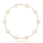 CLOVER | 10-Motif White Necklace - Sleek & Elegant