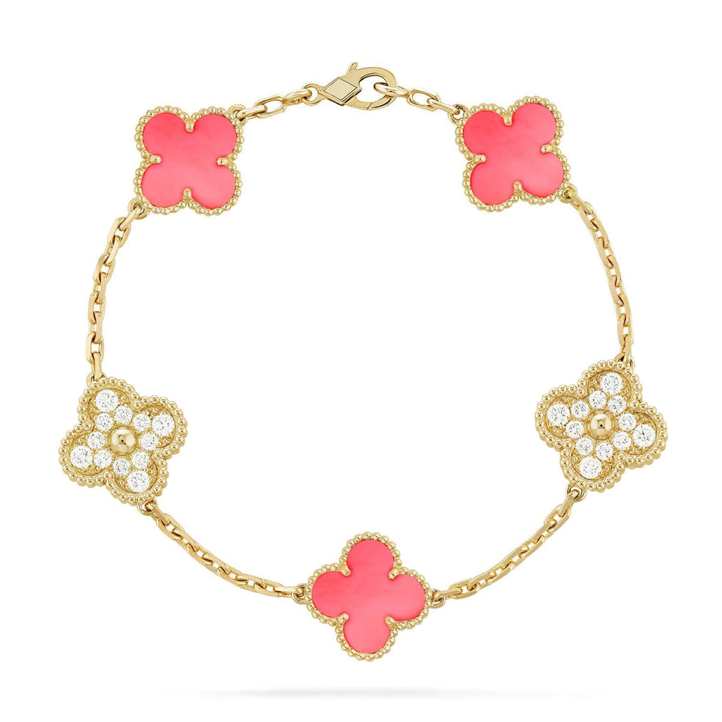 CLOVER 5 MOTIFS PINK MOP BRACELET COLLECTION