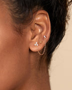 Double Piercing Earrings Link Chain