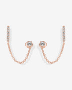 Chained Huggie Hoop with CZ Stud