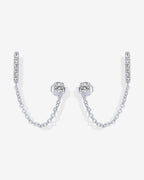 Chained Huggie Hoop with CZ Stud
