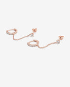 Chained Huggie Hoop with CZ Stud
