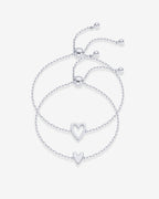 Heart Duo Charm Solitaire Bracelet