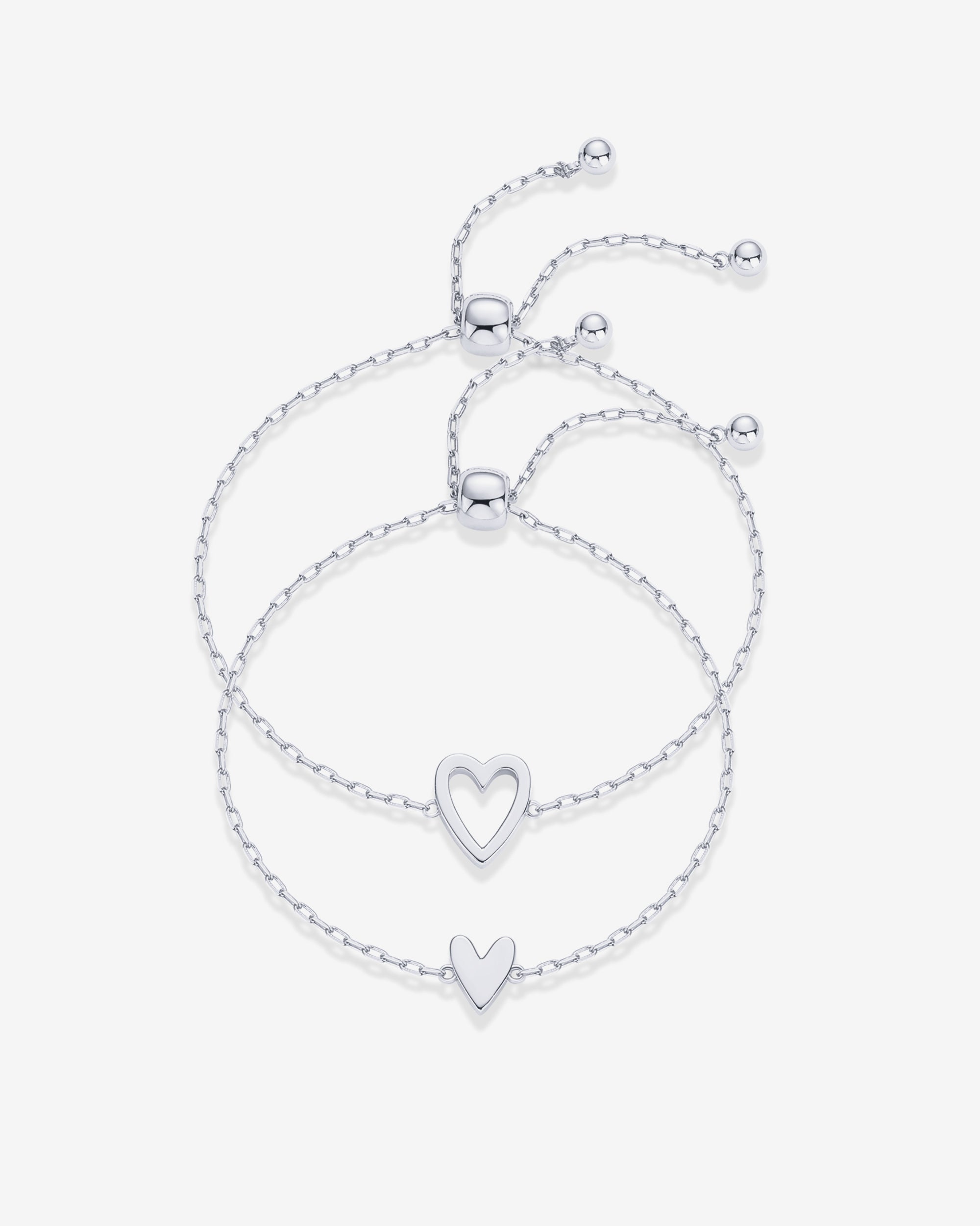 Heart Duo Charm Solitaire Bracelet