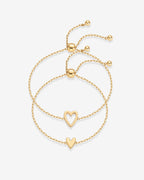 Heart Duo Charm Solitaire Bracelet