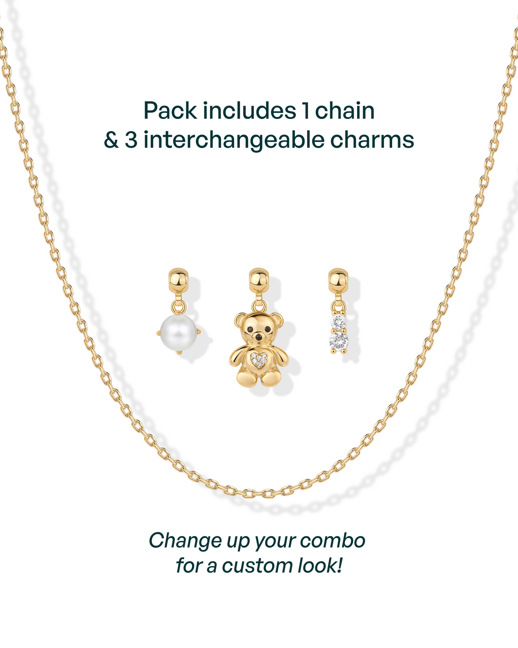 Whimsy Teddy Bear Charm Necklace