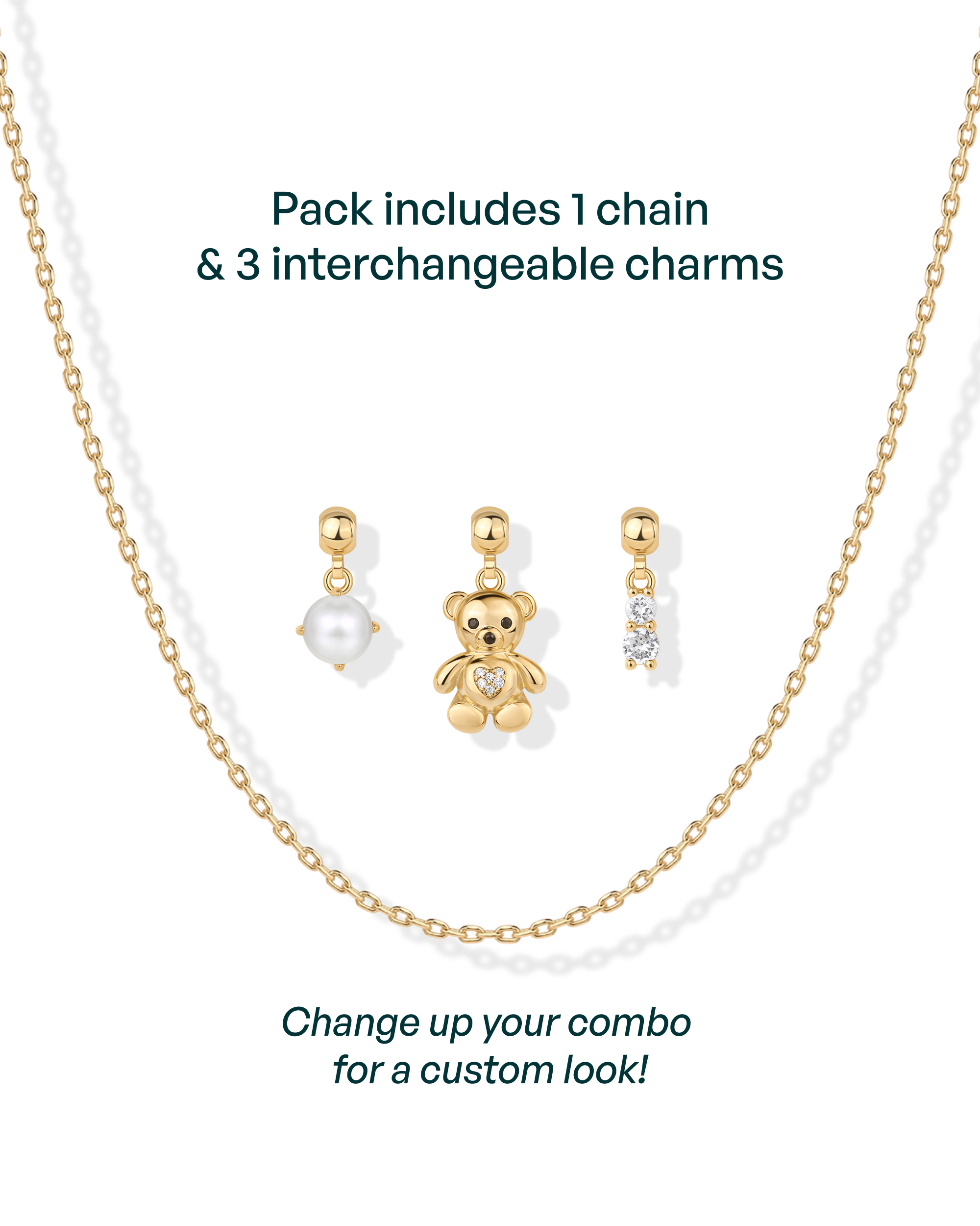 Whimsy Teddy Bear Charm Necklace