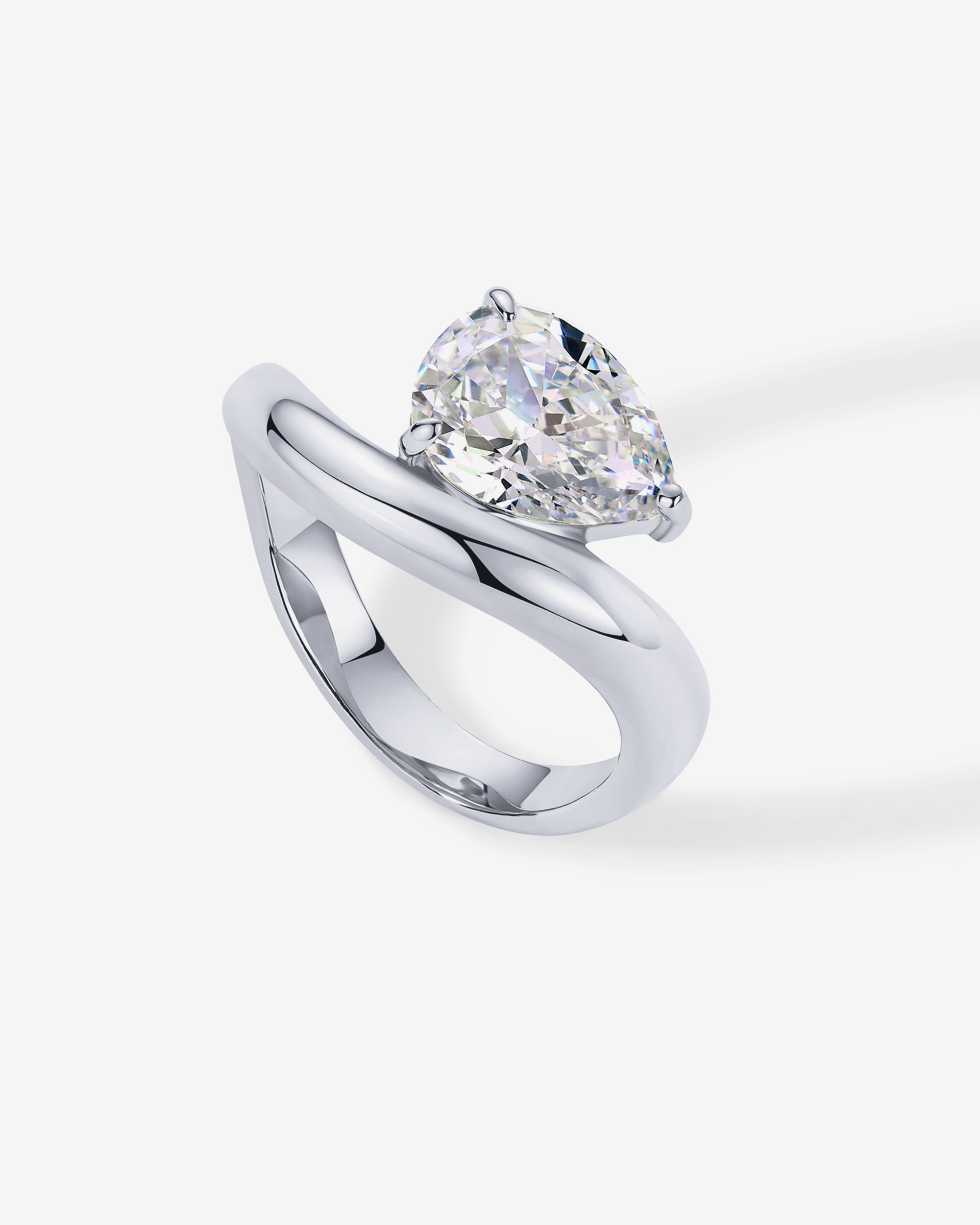 Pear Cubic Zirconia Wavy Ring