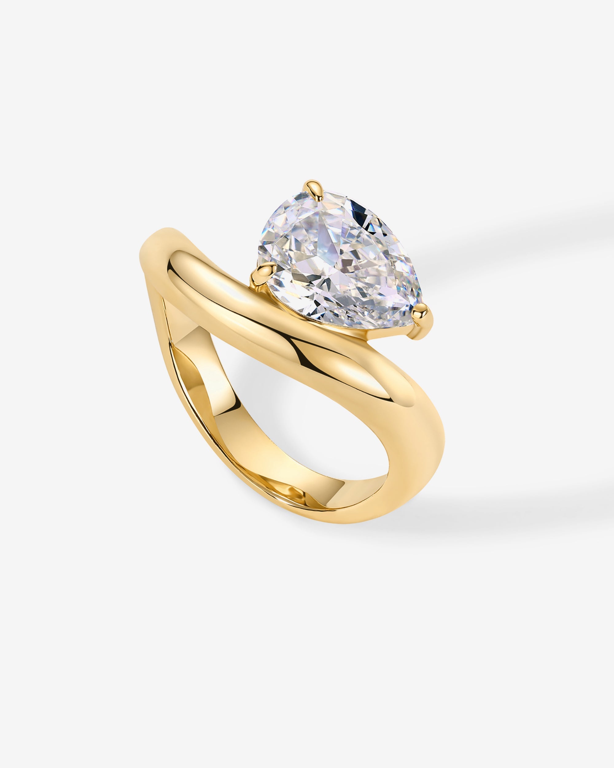 Pear Cubic Zirconia Wavy Ring