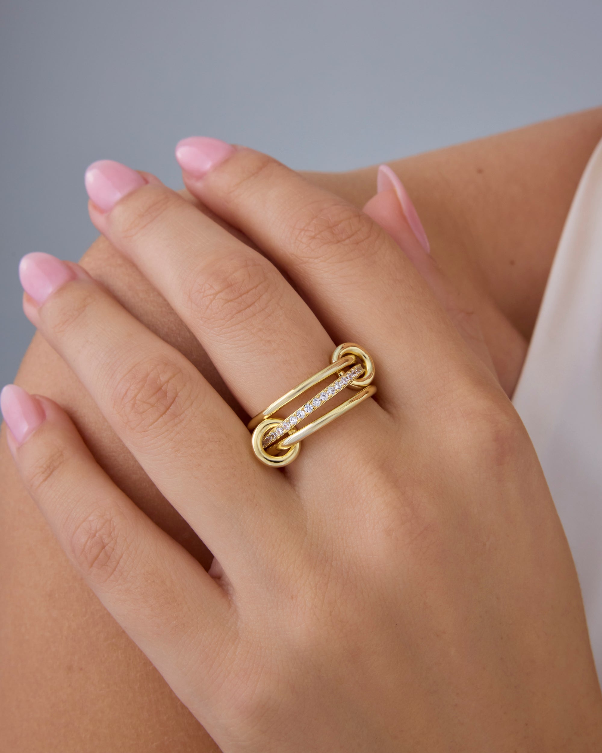 Interlocked Stack-and-Shine Statement Ring