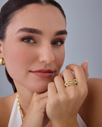 Interlocked Stack-and-Shine Statement Ring