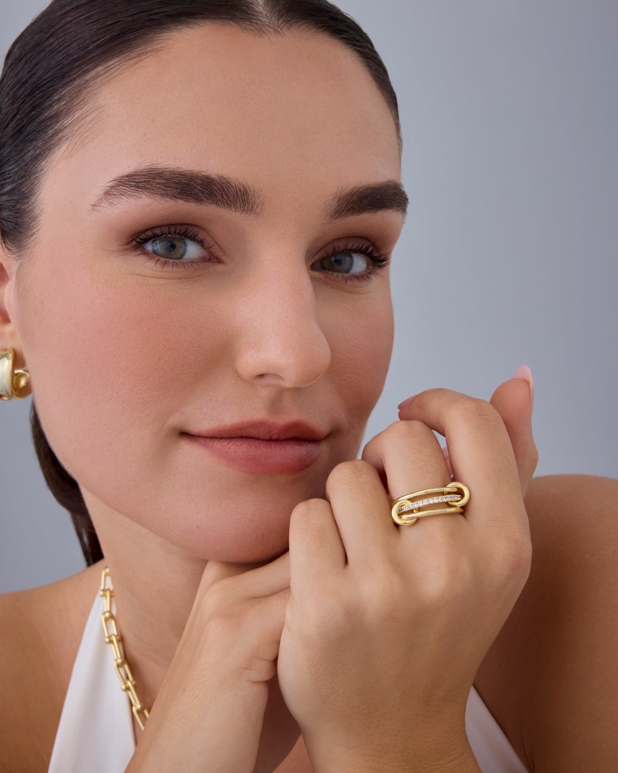 Interlocked Stack-and-Shine Statement Ring