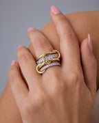 Interlocked Mixed-Metal Shine Statement Ring