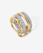 Interlocked Mixed-Metal Shine Statement Ring