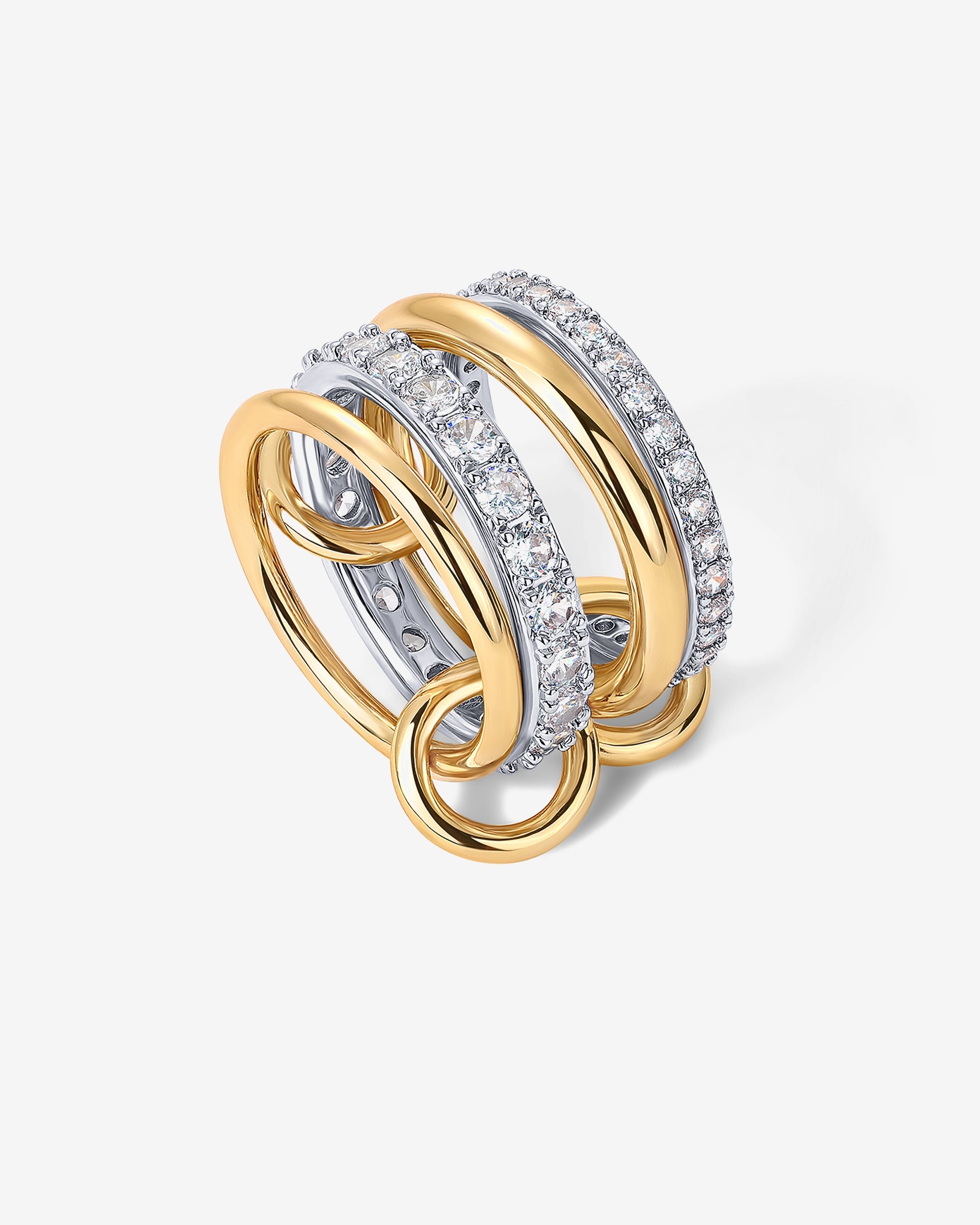 Interlocked Mixed-Metal Shine Statement Ring