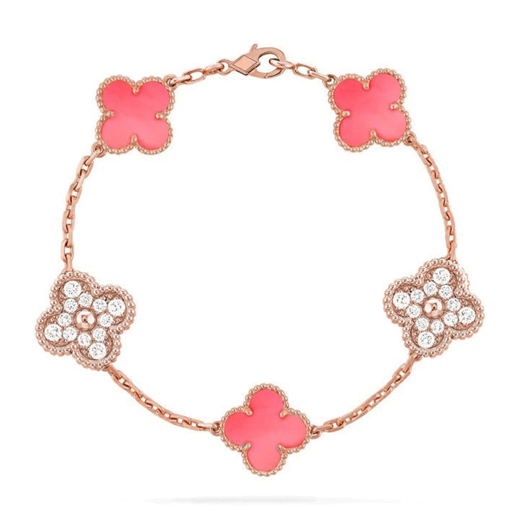 CLOVER 5 MOTIFS PINK MOP BRACELET COLLECTION