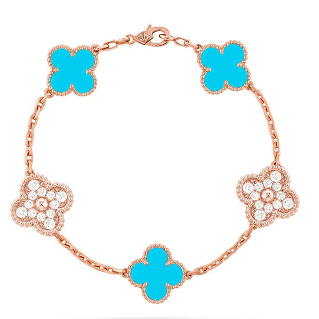 CLOVER 5 MOTIF TURQUOISE BRACELET COLLECTION