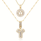 2pc 14k Diamond Letter Initial Necklaces