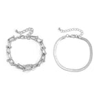 2pc Statement Chain Lock & Herringbone Bracelet