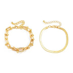 2pc Statement Chain Lock & Herringbone Bracelet