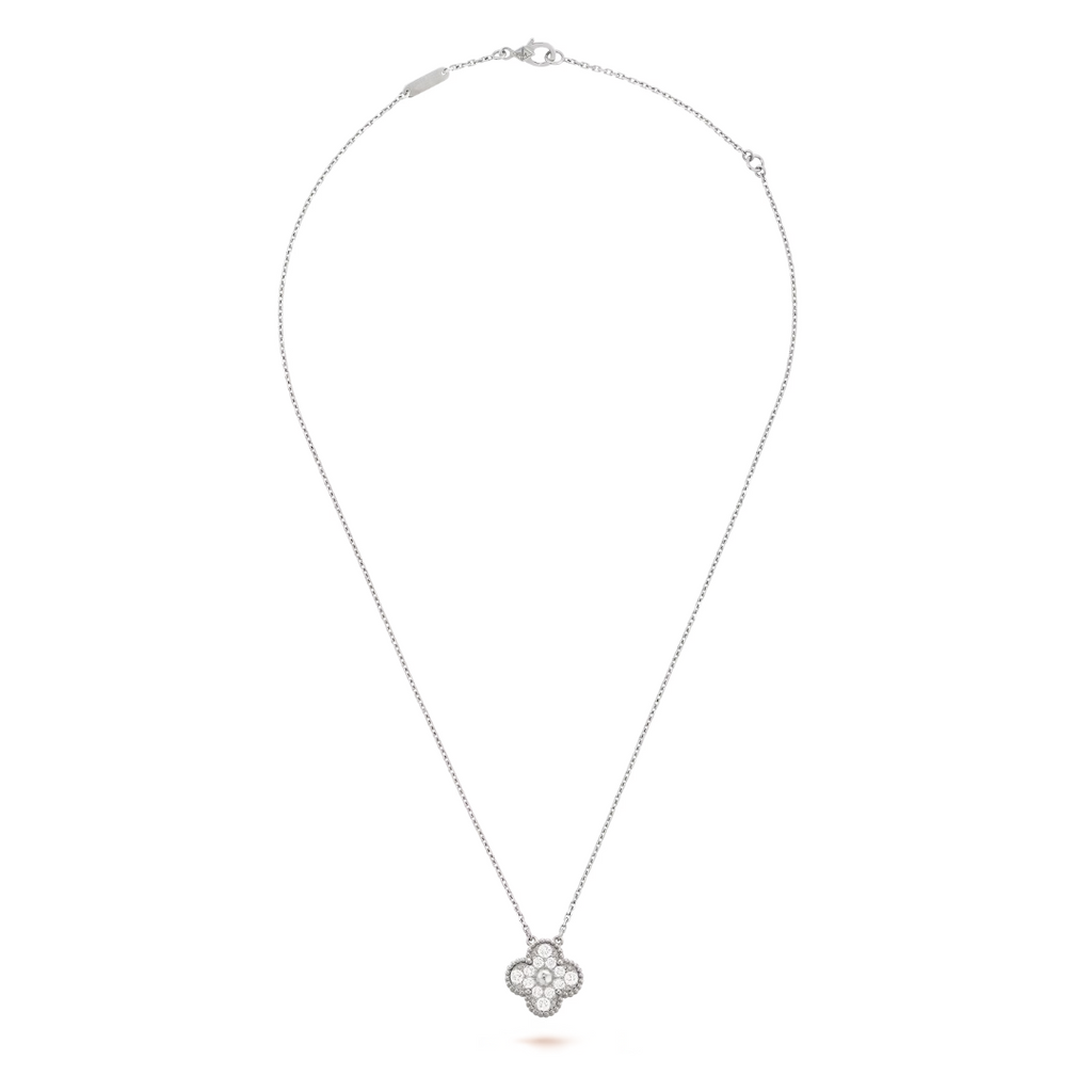 CLOVER White and Silver Necklace
