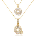 2pc 14k Diamond Letter Initial Necklaces