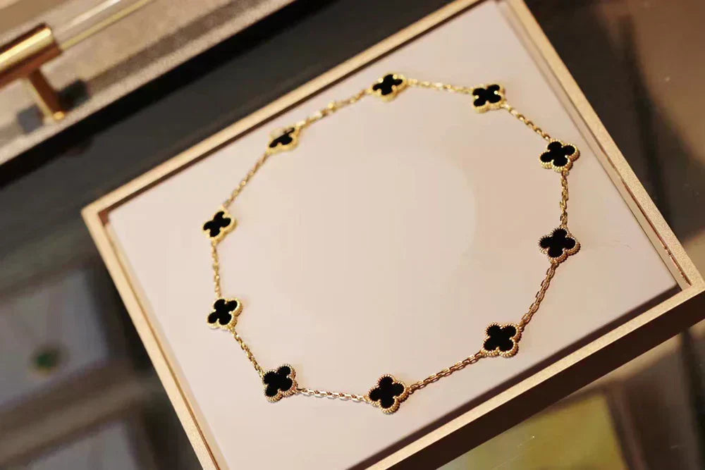 CLOVER | 10-Motive Black Necklace – Sleek, Modern Statement Jewelry