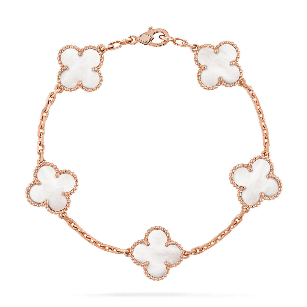 CLOVER WHITE PEARL MOP 5 MOTIF BRACELET COLLECTION